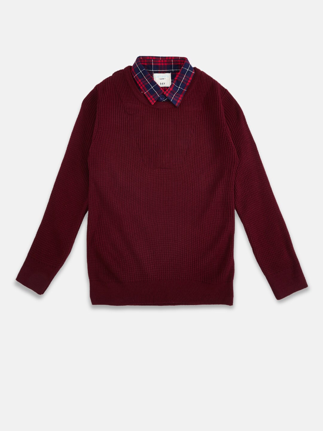 

Pantaloons Junior Boys Maroon & Navy Blue Pullover