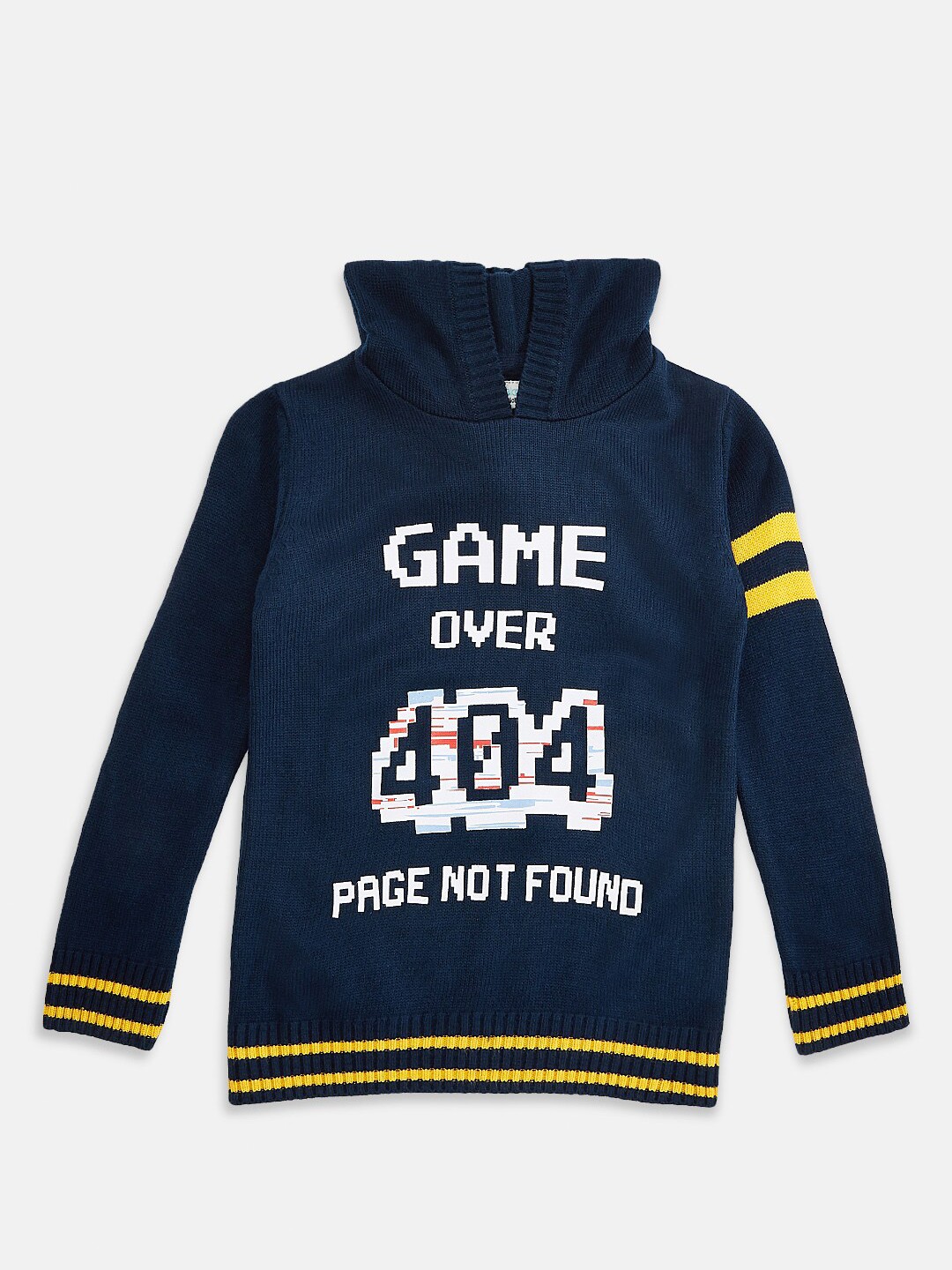 

Pantaloons Junior Boys Navy Blue & White Alphanumeric Printed Pullover