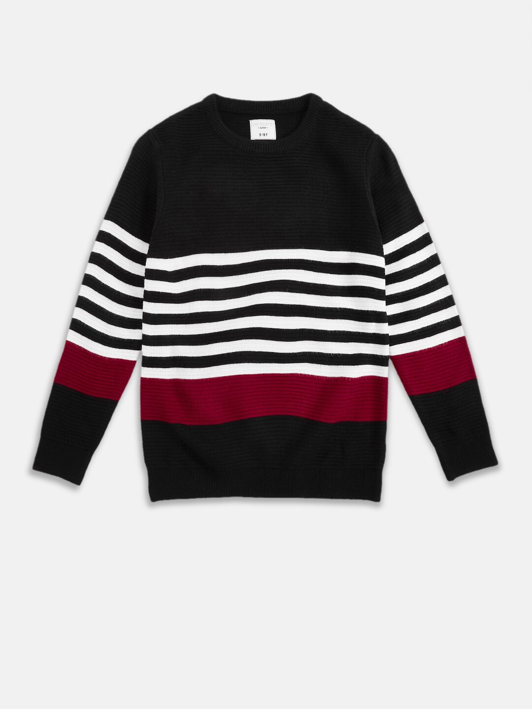 

Pantaloons Junior Boys Black & White Striped Pullover