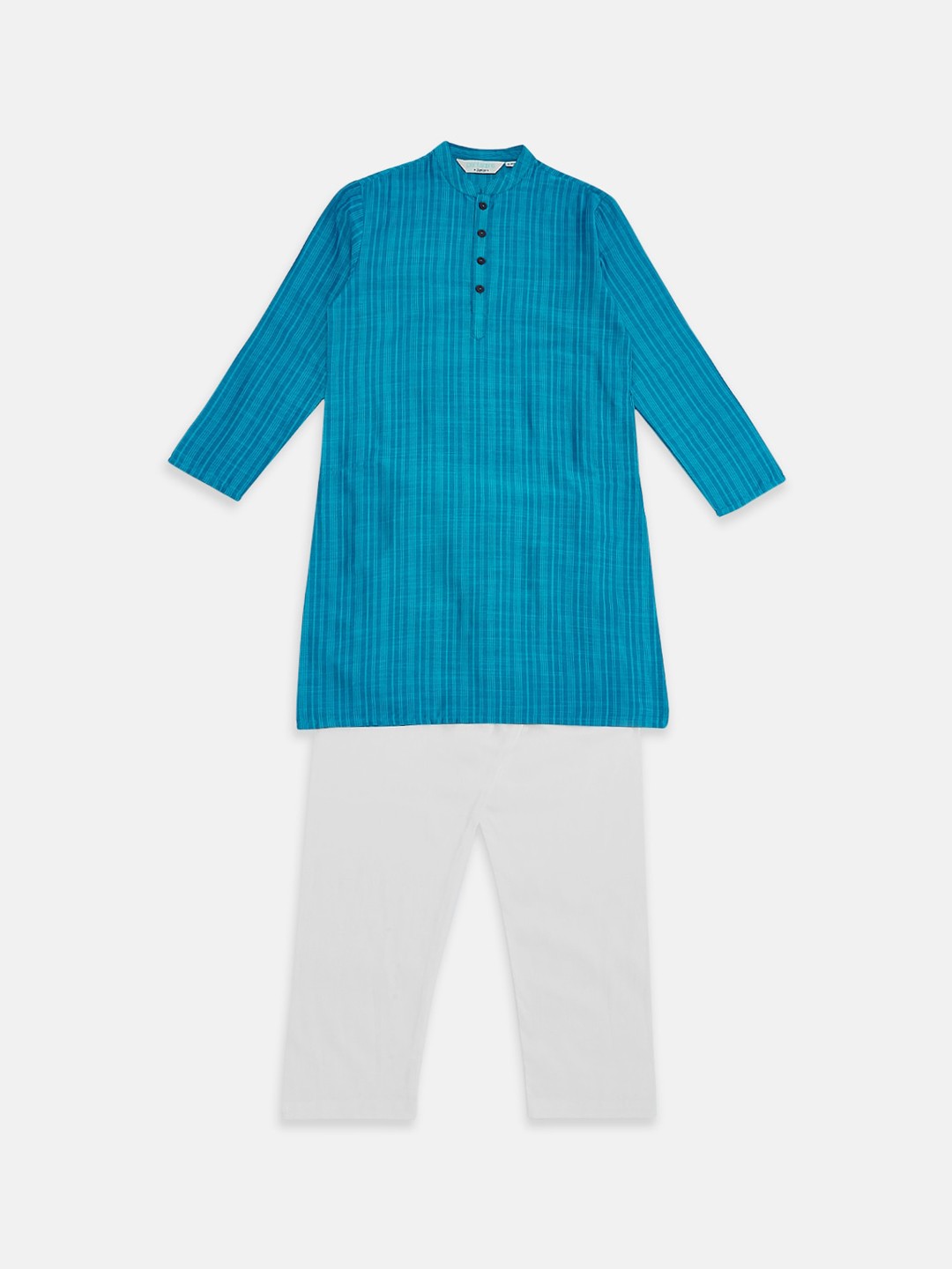 

indus route by Pantaloons Boys Blue Striped Regular Kurta With Pyjamas