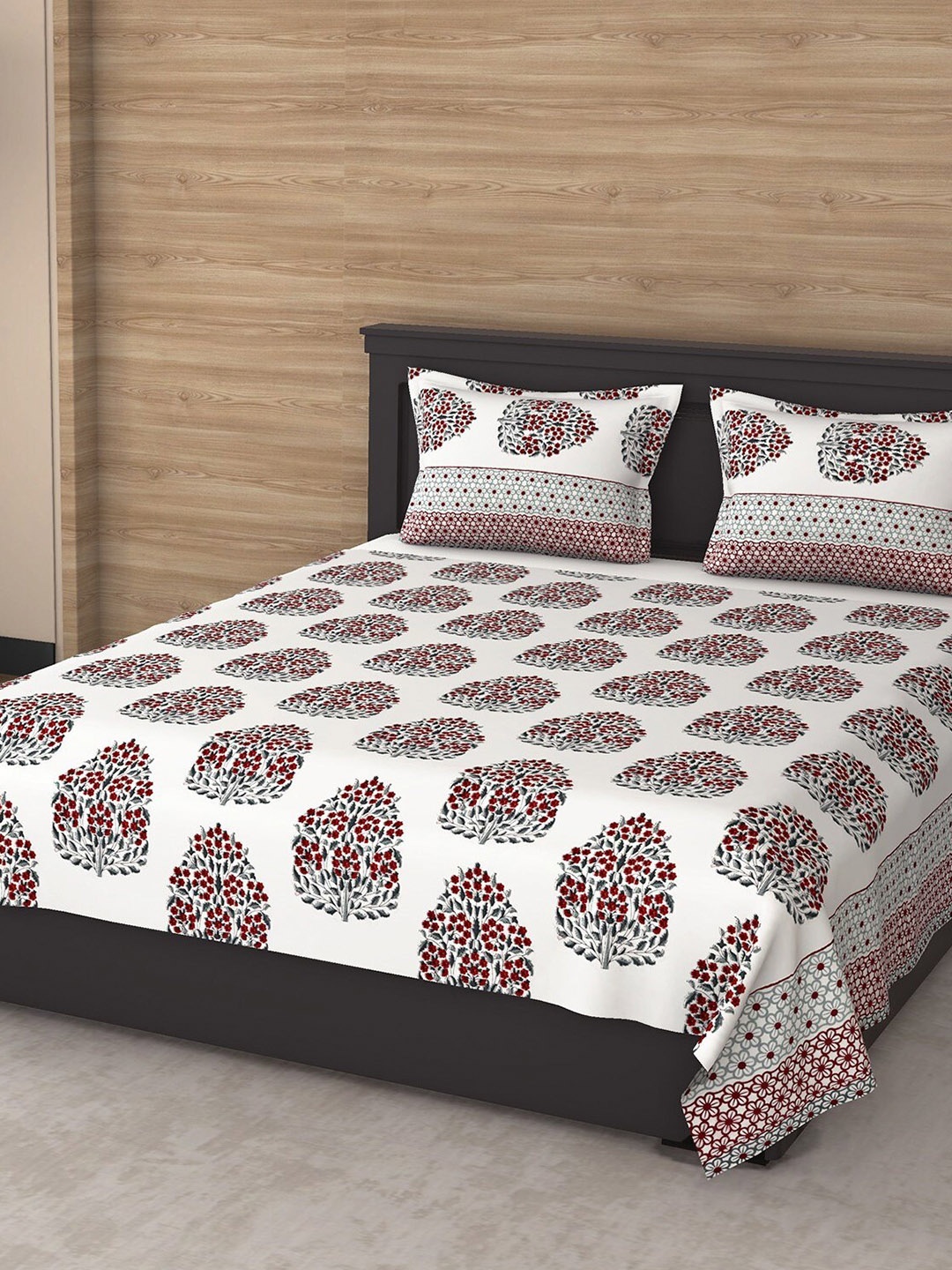 

Varde Multicolour 120 TC Printed Cotton Double King Bedsheet with 2 Pillow Covers, Multi