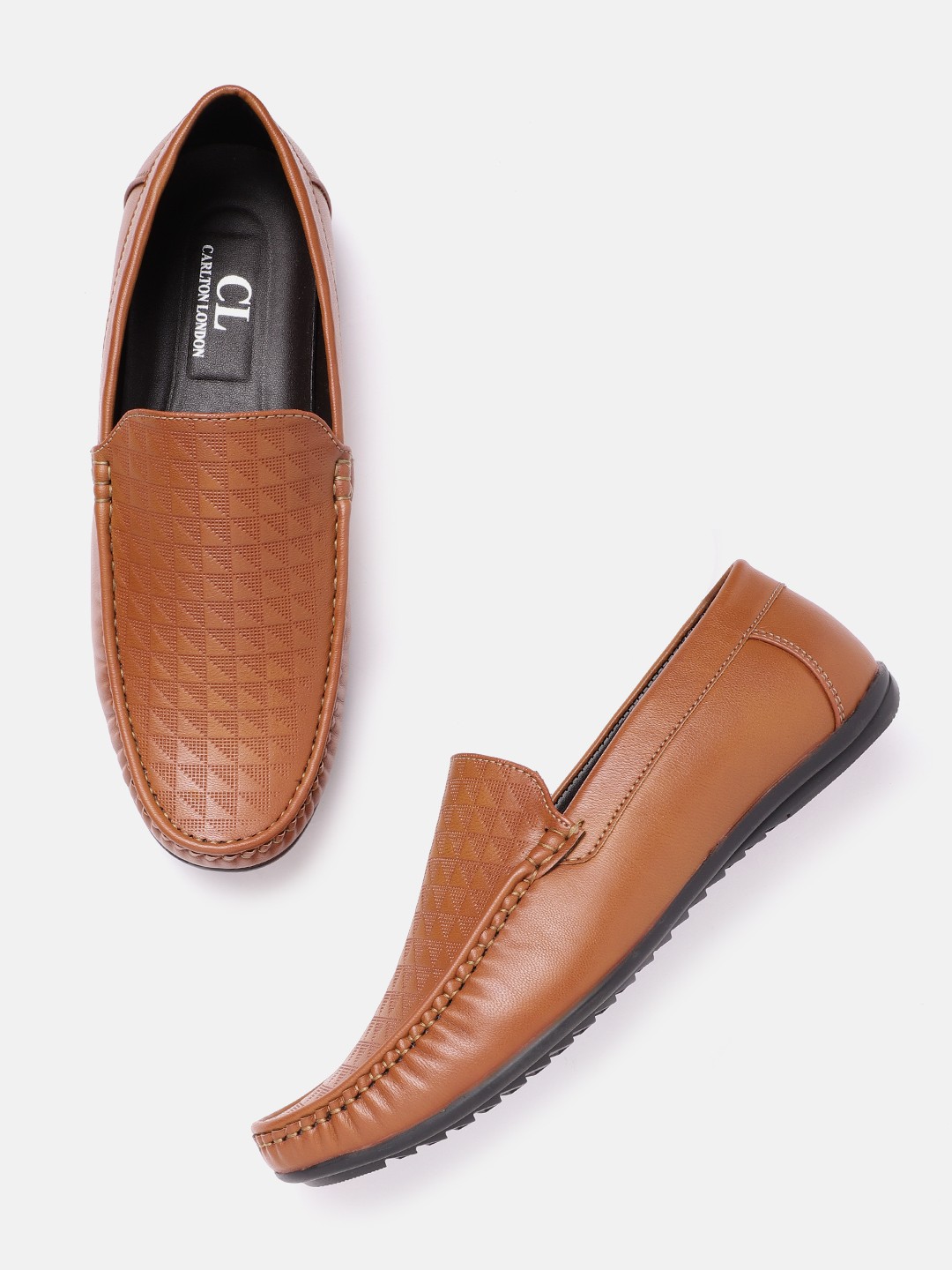

Carlton London Men Tan Brown Textured Loafers