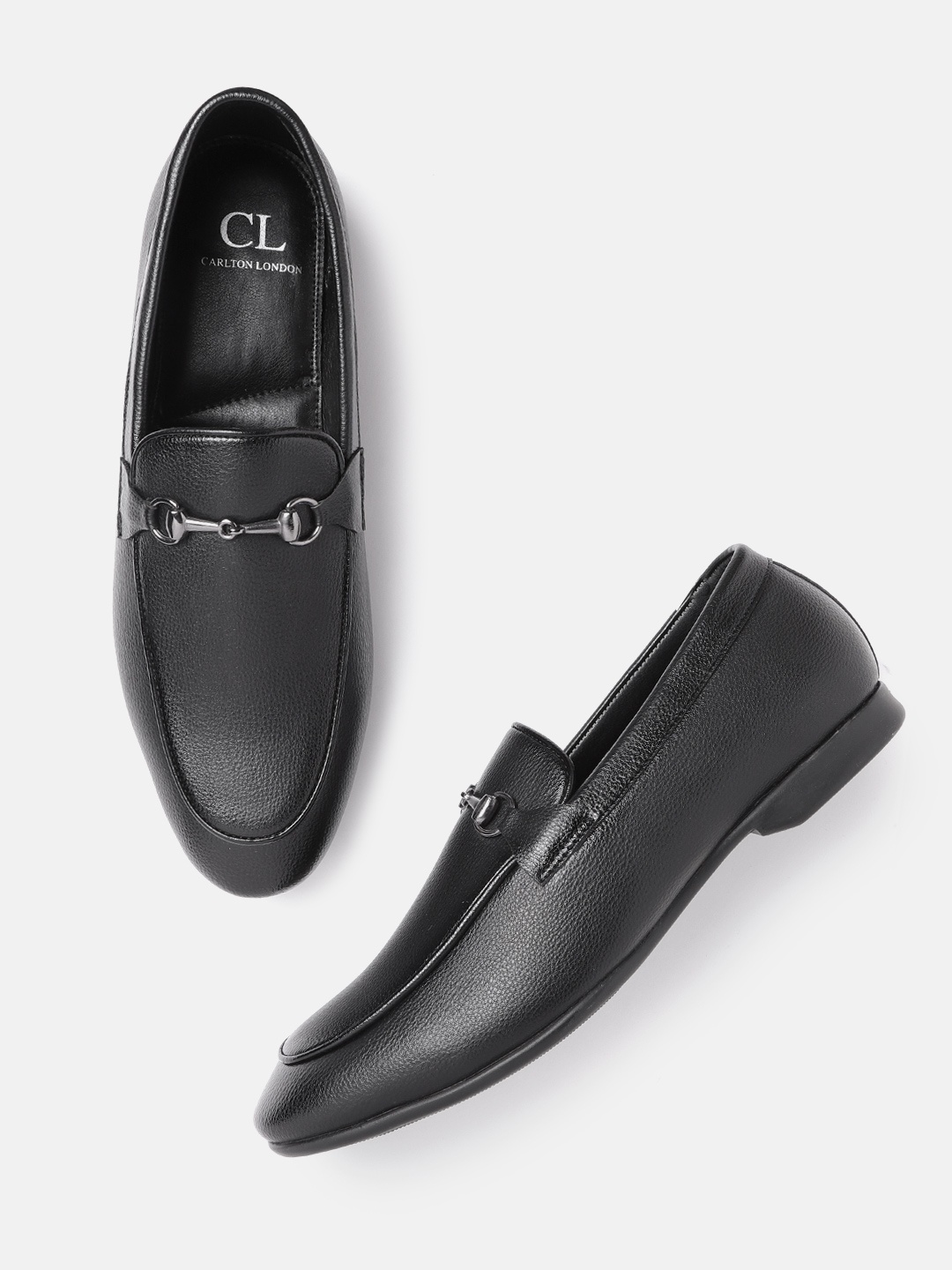 

Carlton London Men Black Solid Horsebit Loafers