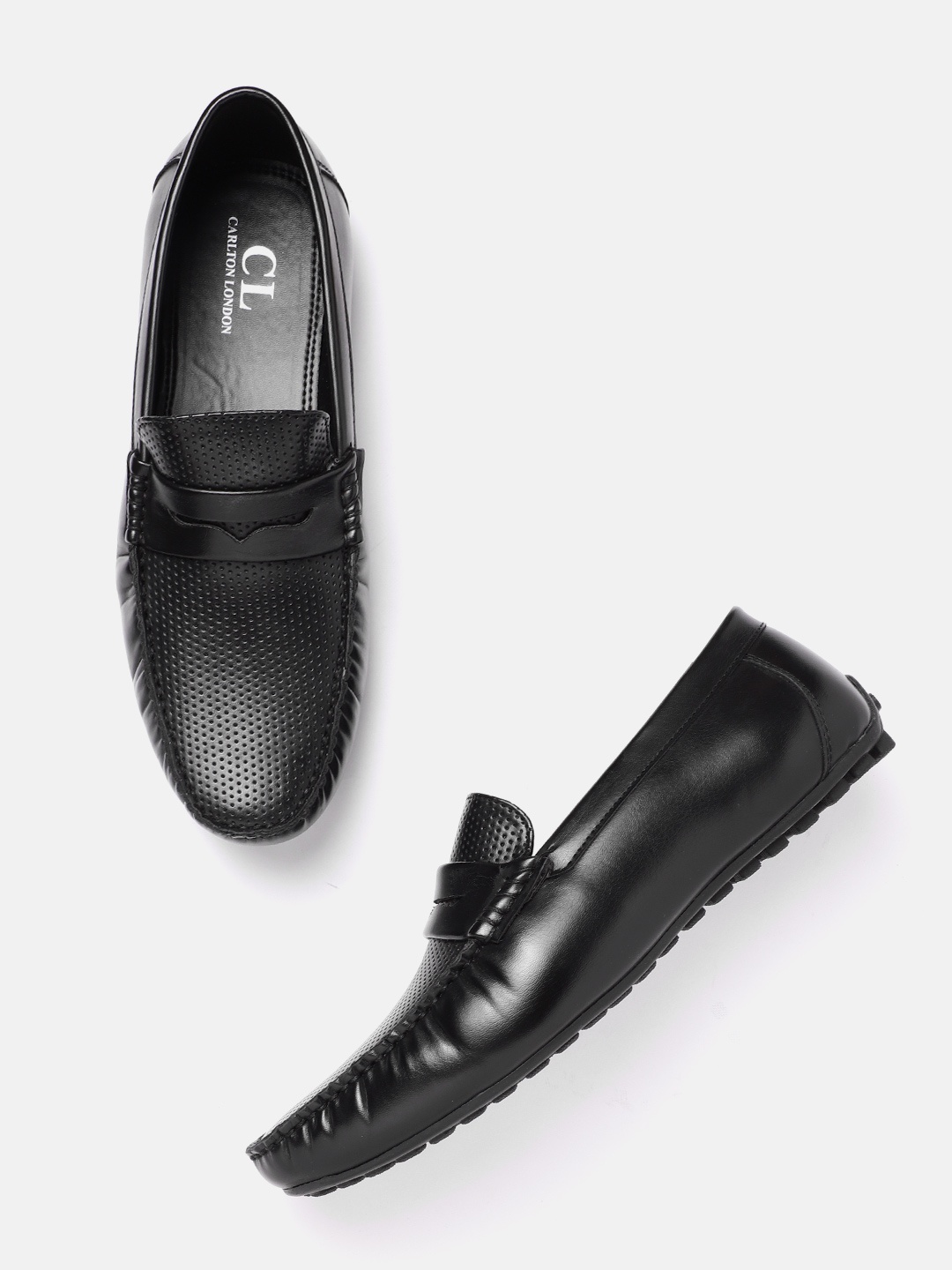 

Carlton London Men Black Perforated Penny Driving Shoes