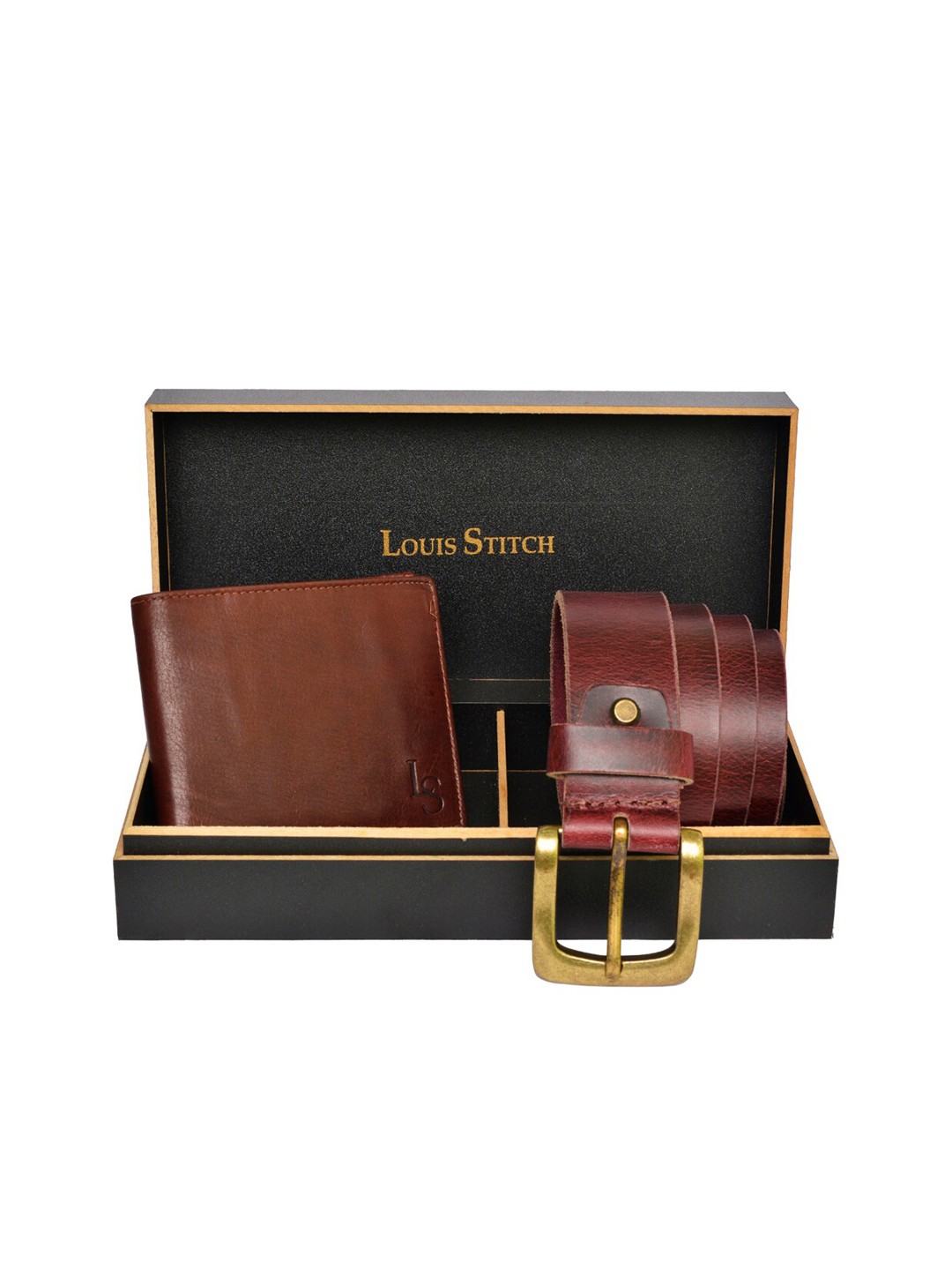 

LOUIS STITCH Men Genuine Leather Accessory Gift Set, Brown