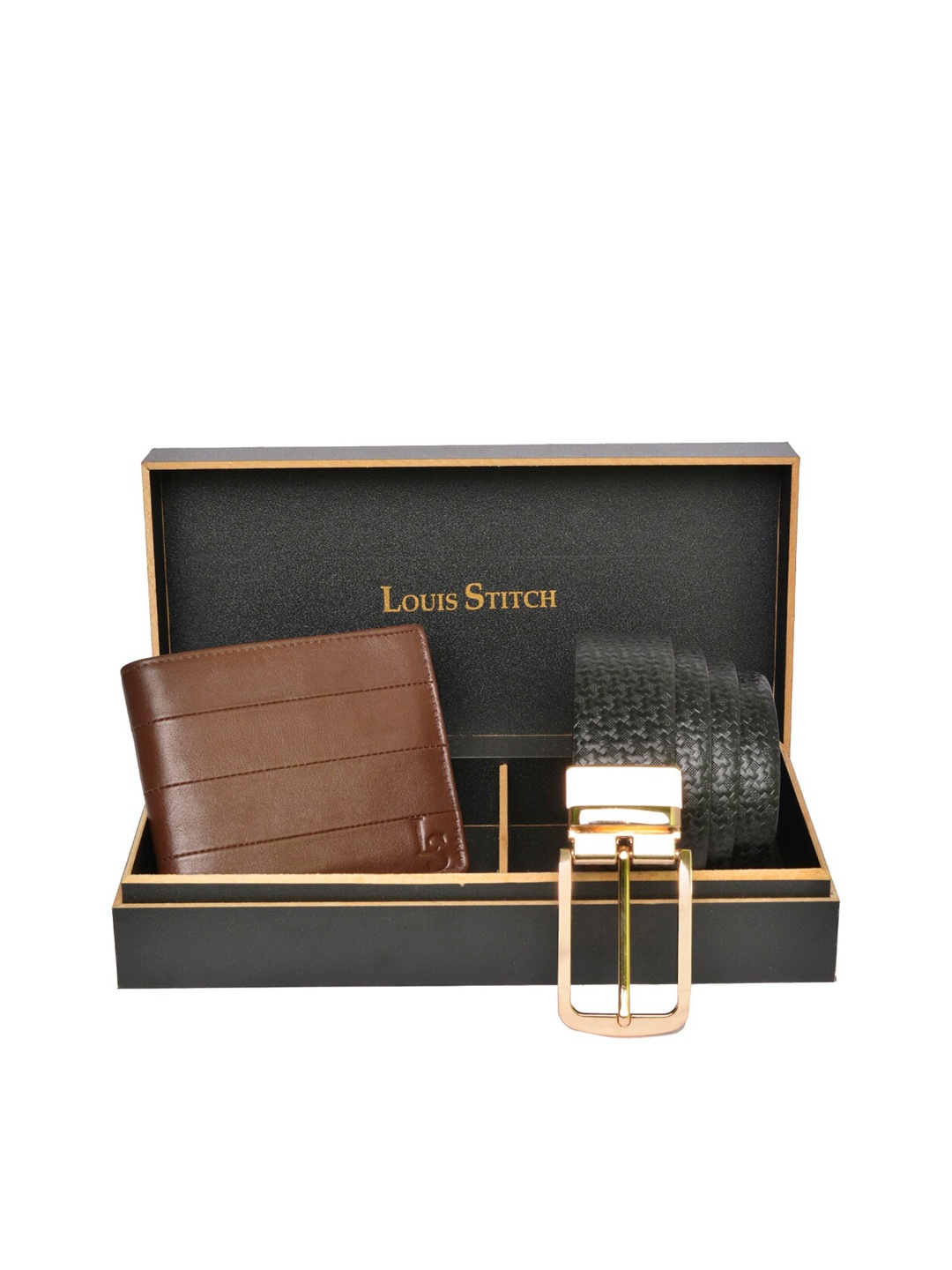 

LOUIS STITCH Men Genuine Leather Accessory Gift Set, Brown