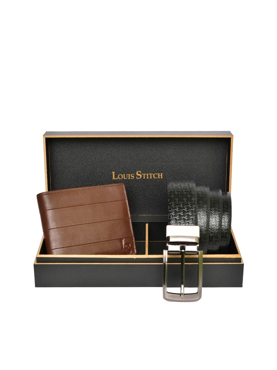 

LOUIS STITCH Men Genuine Leather Accessory Gift Set, Brown