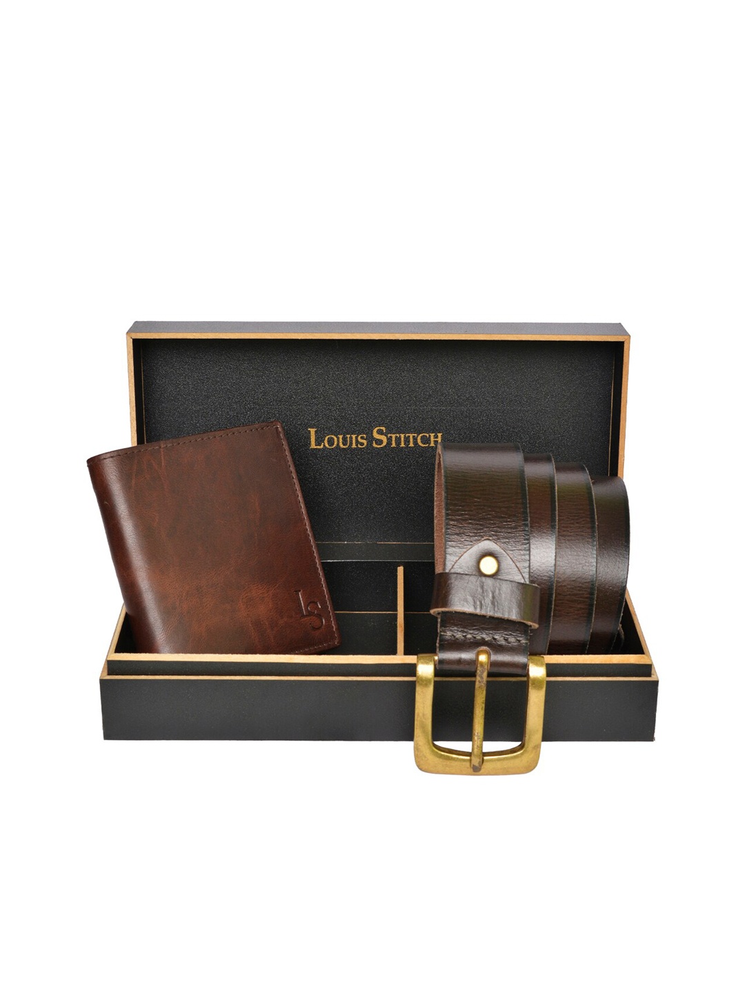 

LOUIS STITCH Men Brown Solid Genuine Leather Accessory Gift Set