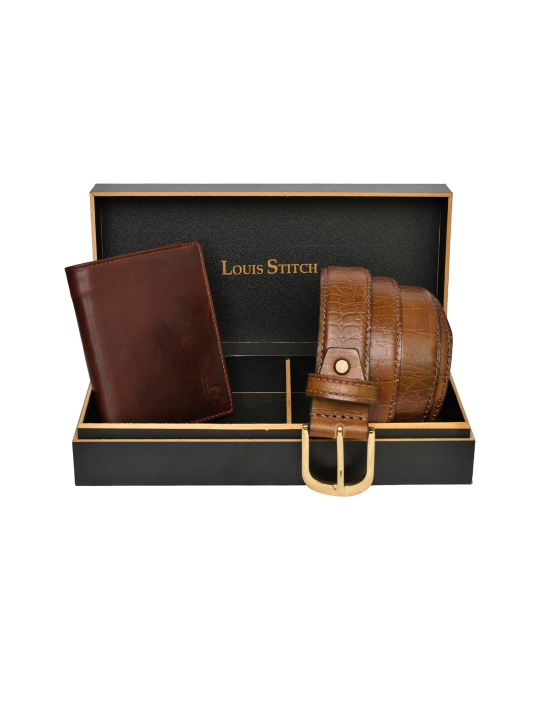 

LOUIS STITCH Men Brown Solid Genuine Leather Accessory Gift Set