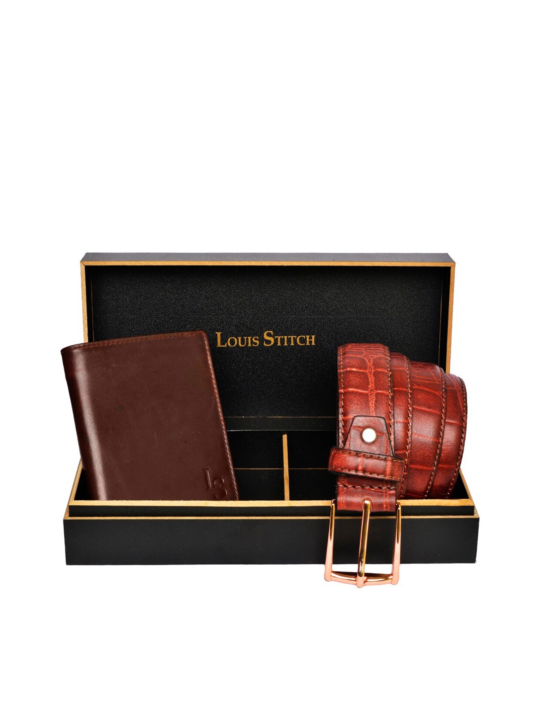 

LOUIS STITCH Set Of 2 Men Brown Accessory Set