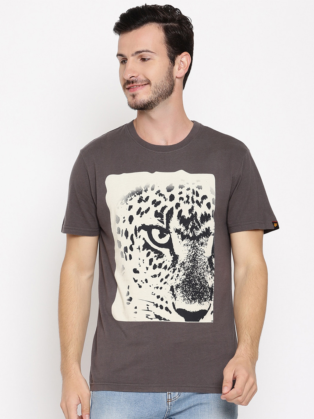 

Wolfpack Men Grey Printed T-shirt