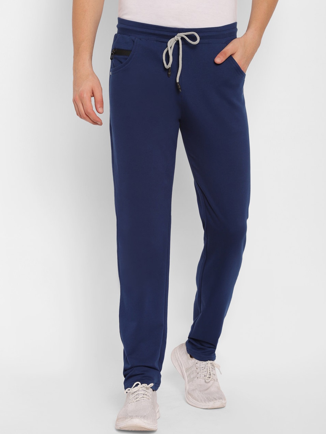 

SAPPER Men Blue Solid Slim-Fit Cotton Track Pants