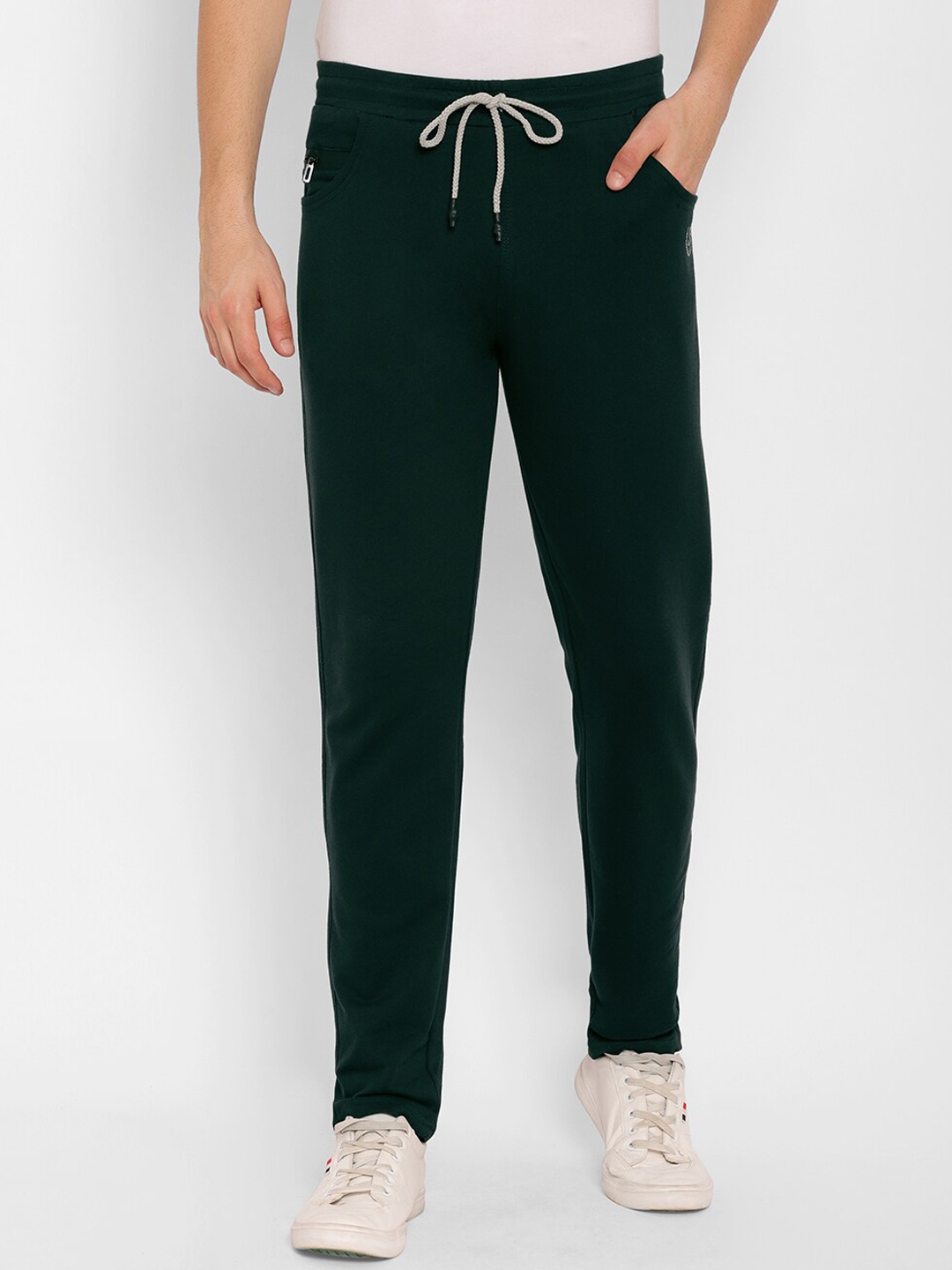 

SAPPER Men Olive Green Solid Slim-Fit Cotton Track Pants