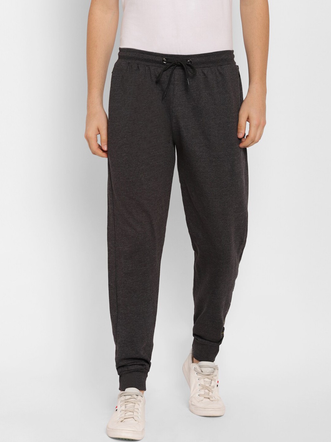 

SAPPER Men Charcoal Grey Solid Cotton Slim-Fit Joggers