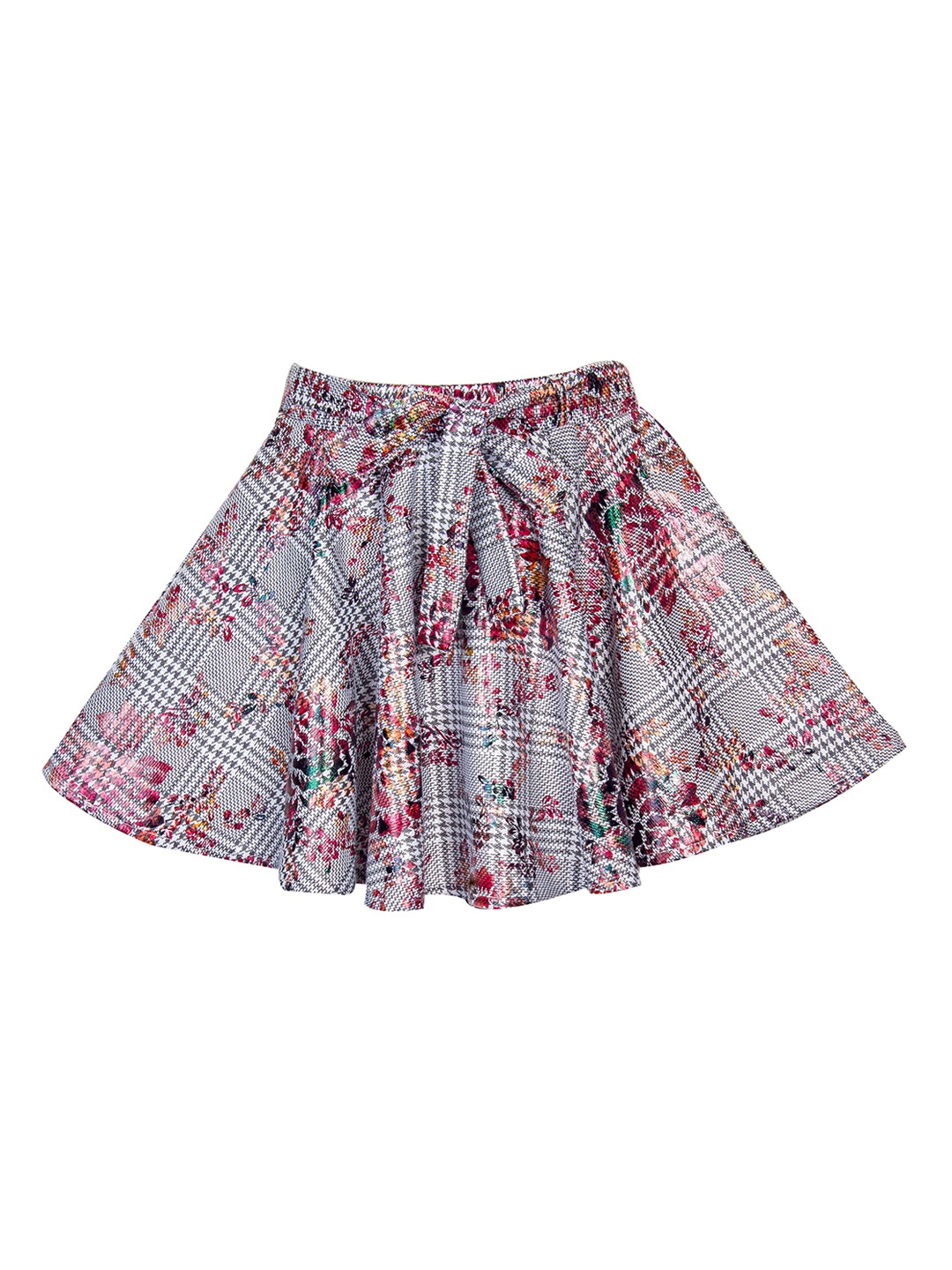 

Hunny Bunny Girls Grey & Pink Printed Flared Knee-Length Skirt
