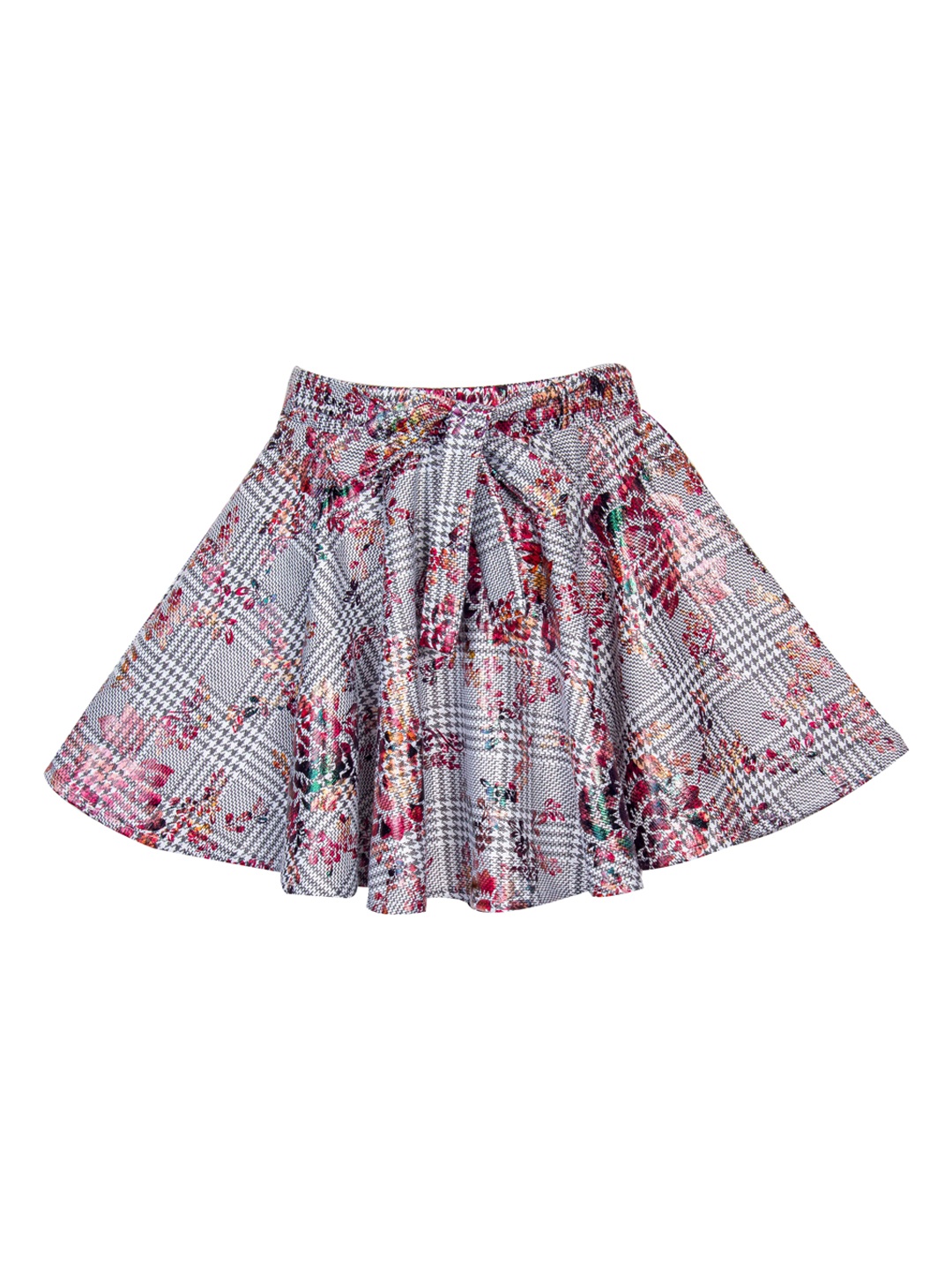 

Hunny Bunny Girls Grey & Pink Printed Flared Knee-Length Skirt