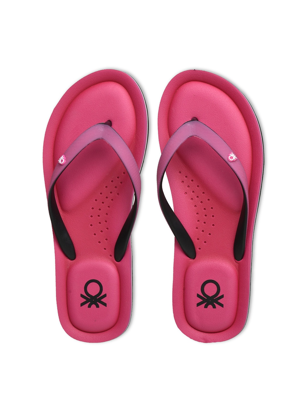 

United Colors of Benetton Women Pink Printed Rubber Thongs Flip Flop