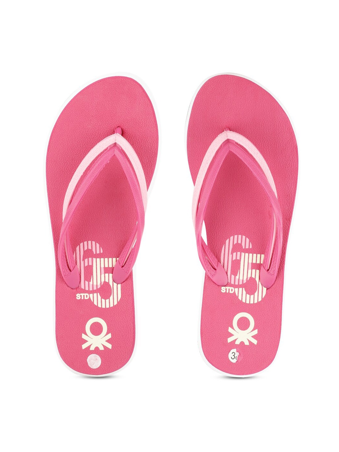 

United Colors of Benetton Women Fuchsia Printed Rubber Thong Flip-Flops