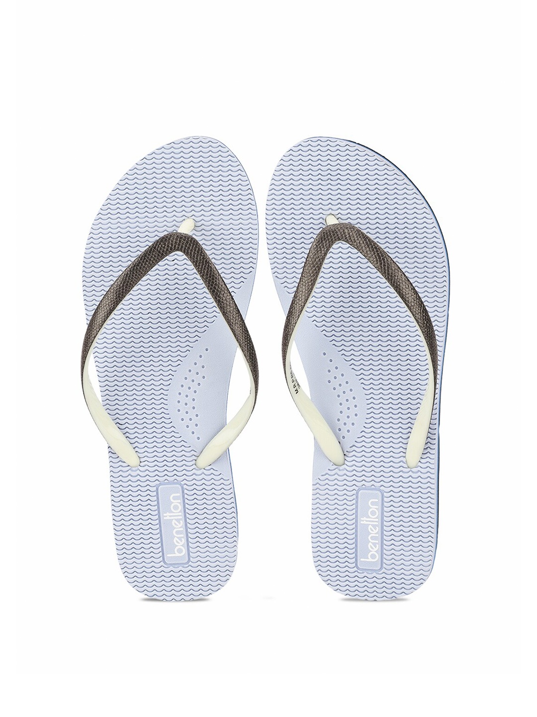 

United Colors of Benetton Women Blue & Gold-Toned Rubber Thong Flip-Flops