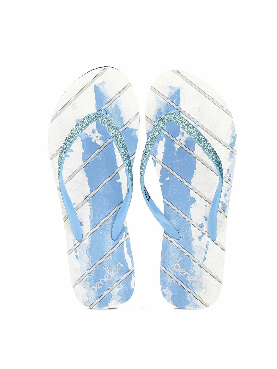 

United Colors of Benetton Women Blue & White Printed Rubber Thong Flip-Flops