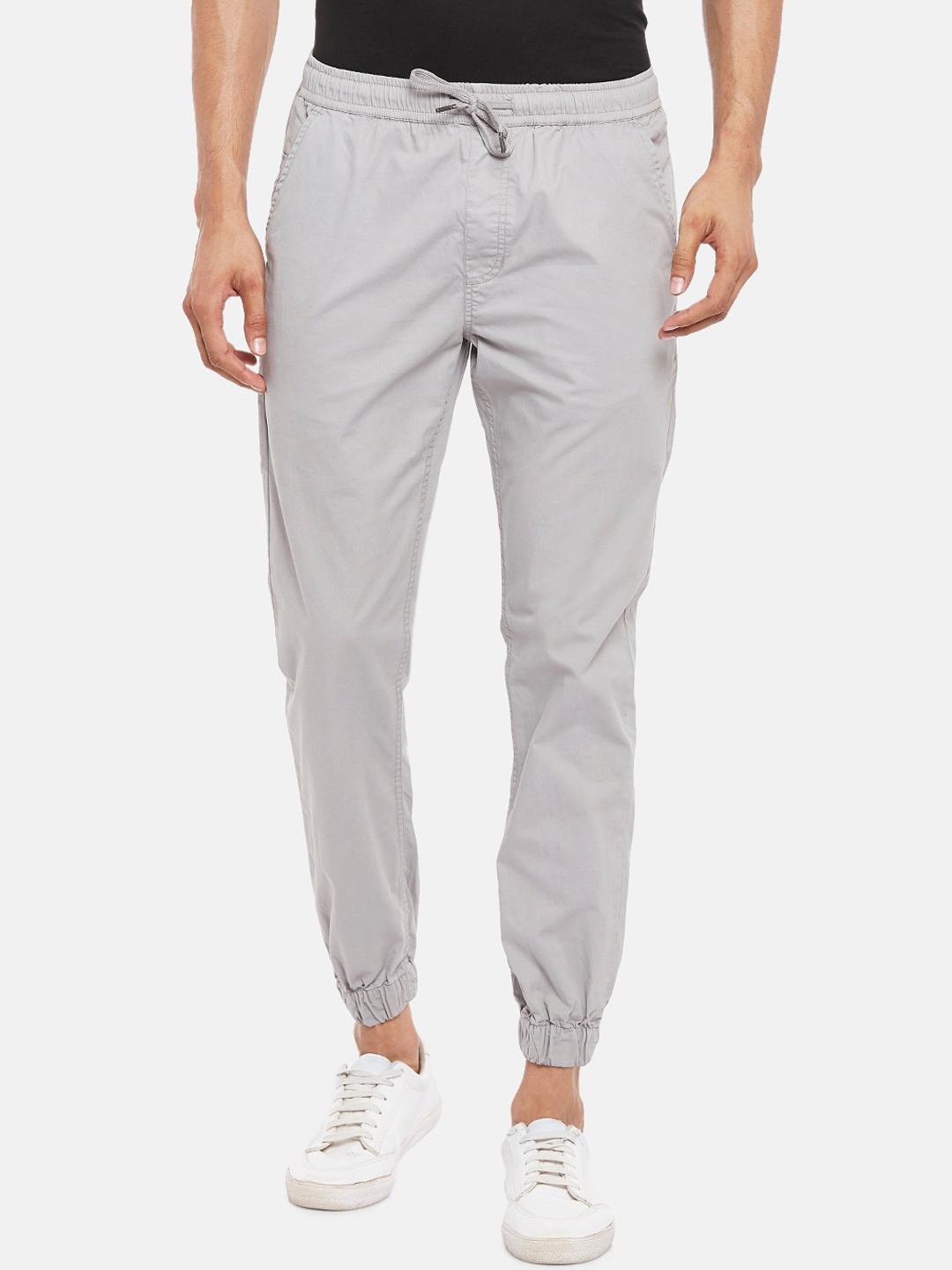 

Urban Ranger by pantaloons Men Grey Pure Cotton Slim Fit Joggers