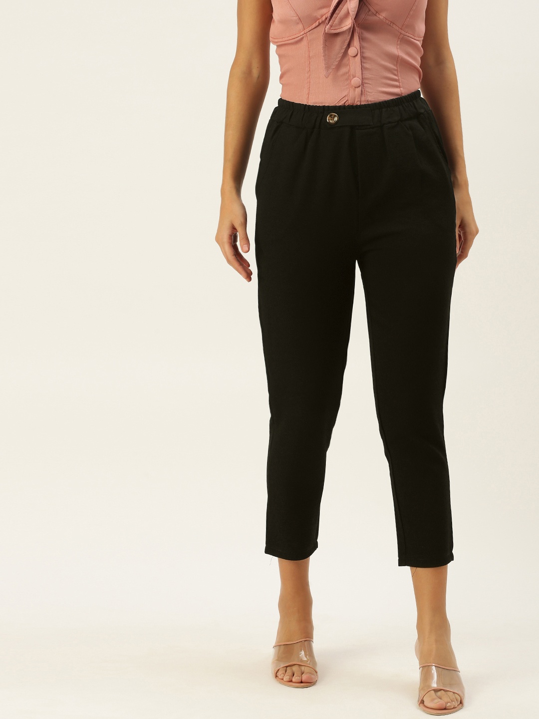 

SHECZZAR Women Black Pleated Trousers