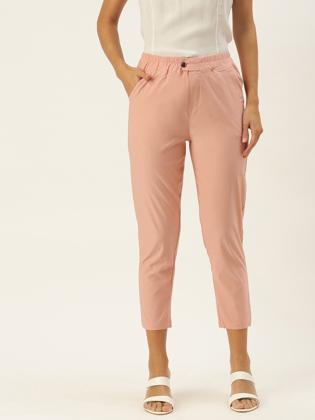 

SHECZZAR Women Peach-Coloured Trousers