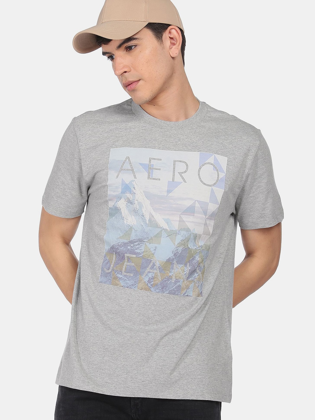 

Aeropostale Men Grey Printed Pure Cotton T-shirt