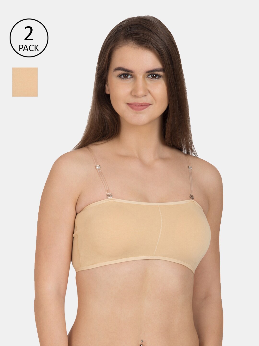 

Tweens Pack Of 2 Beige Solid Bandeau Bras - Non-Wired Non-Padded