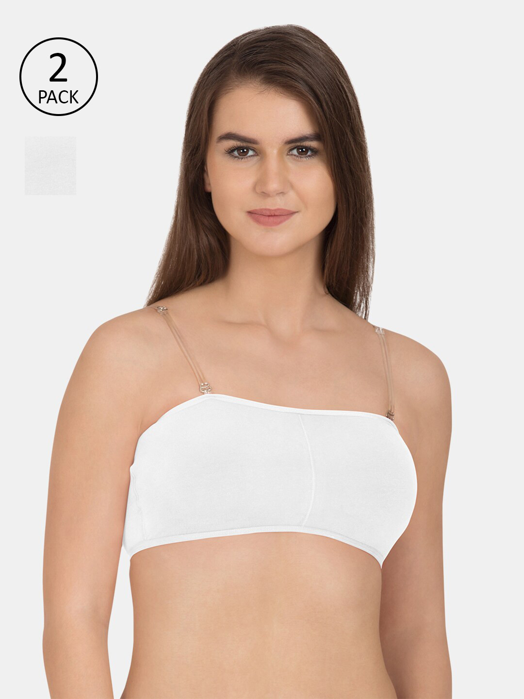 

Tweens Pack Of 2 White Solid Bandeau Bras - Non-Wired Non-Padded