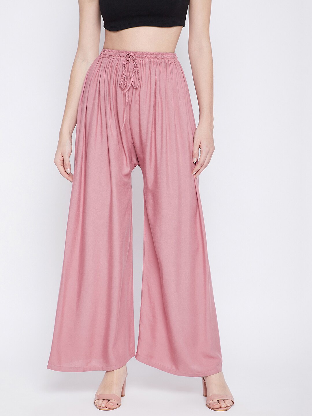 

Clora Creation Women Pink Knitted Palazzos