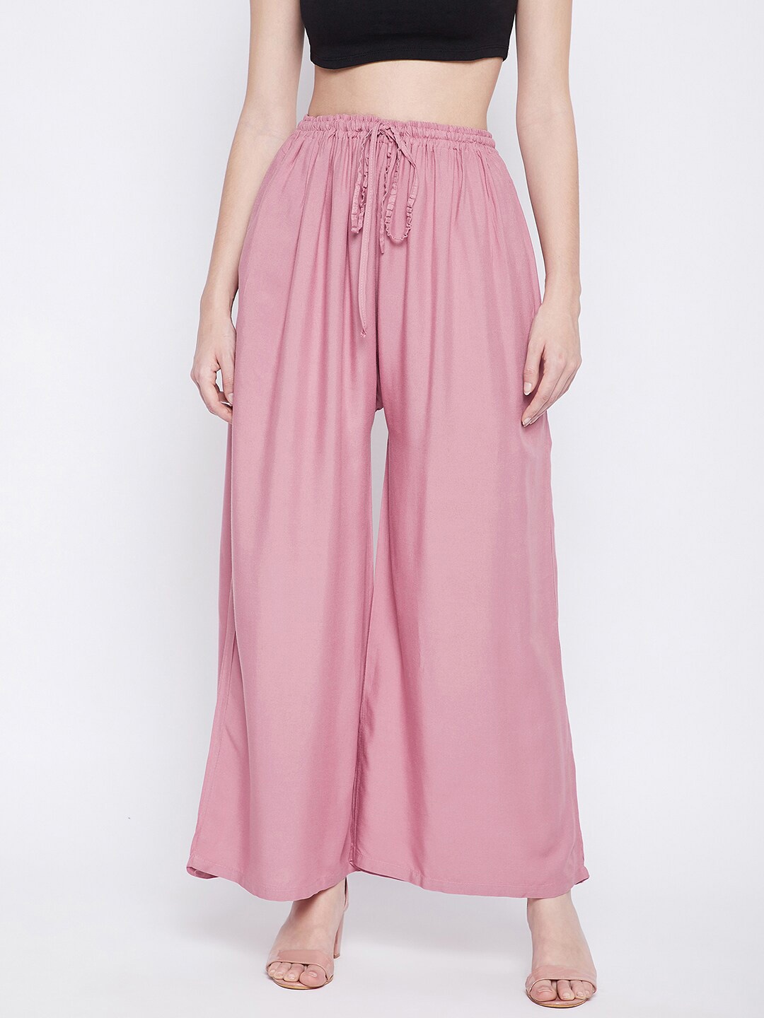 

Clora Creation Women Pink Flared Knitted Palazzos
