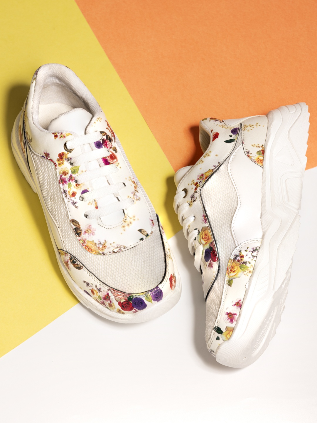 

HERE&NOW Women White Printed Sneakers