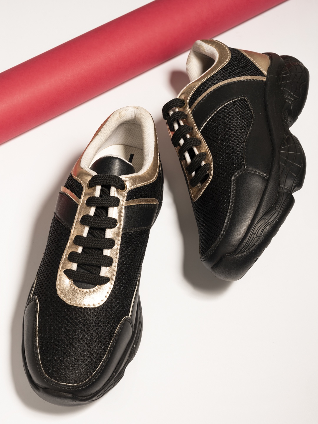 HERE&NOW Women Black Colourblocked Sneakers