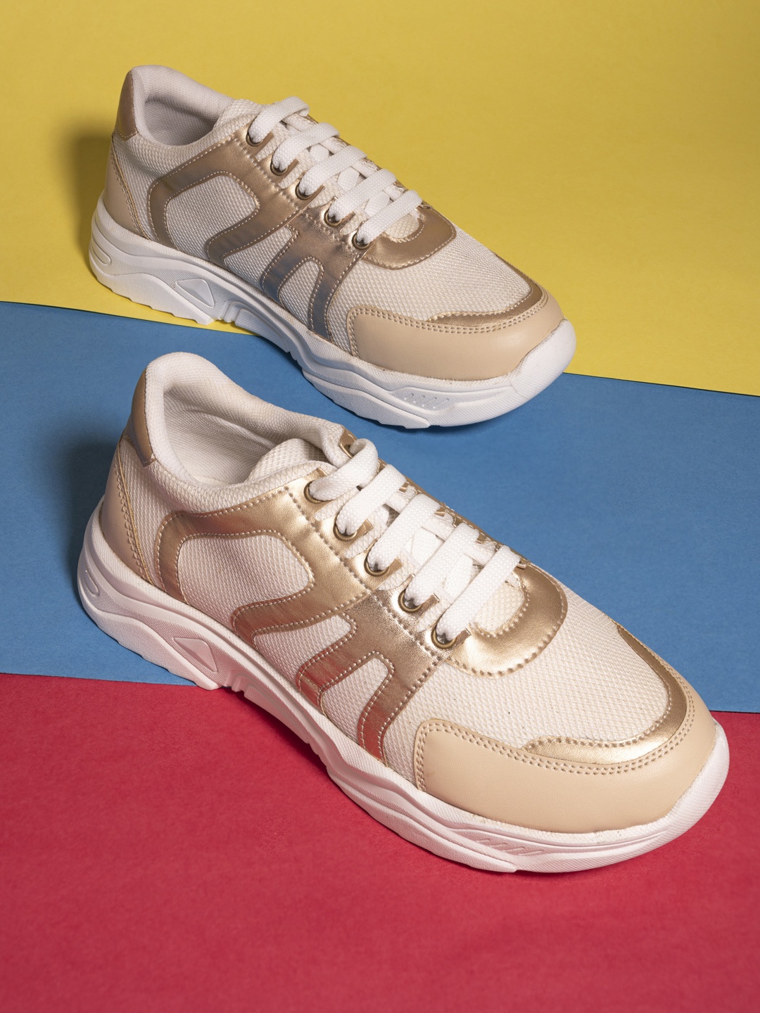 

HERE&NOW Women White Colourblocked Sneakers
