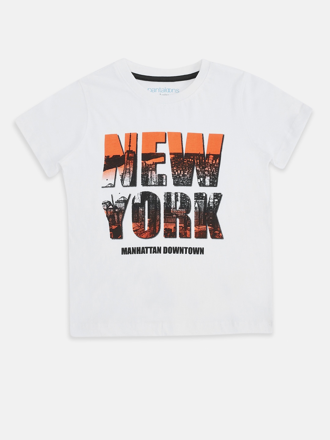 

Pantaloons Junior Boys White & Orange Printed T-shirt