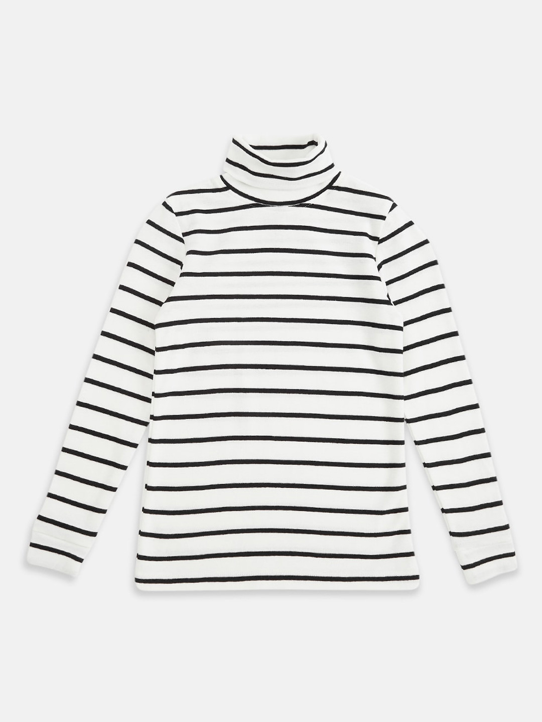 

Pantaloons Junior Girls Black Turtle Neck Striped Sweatshirt