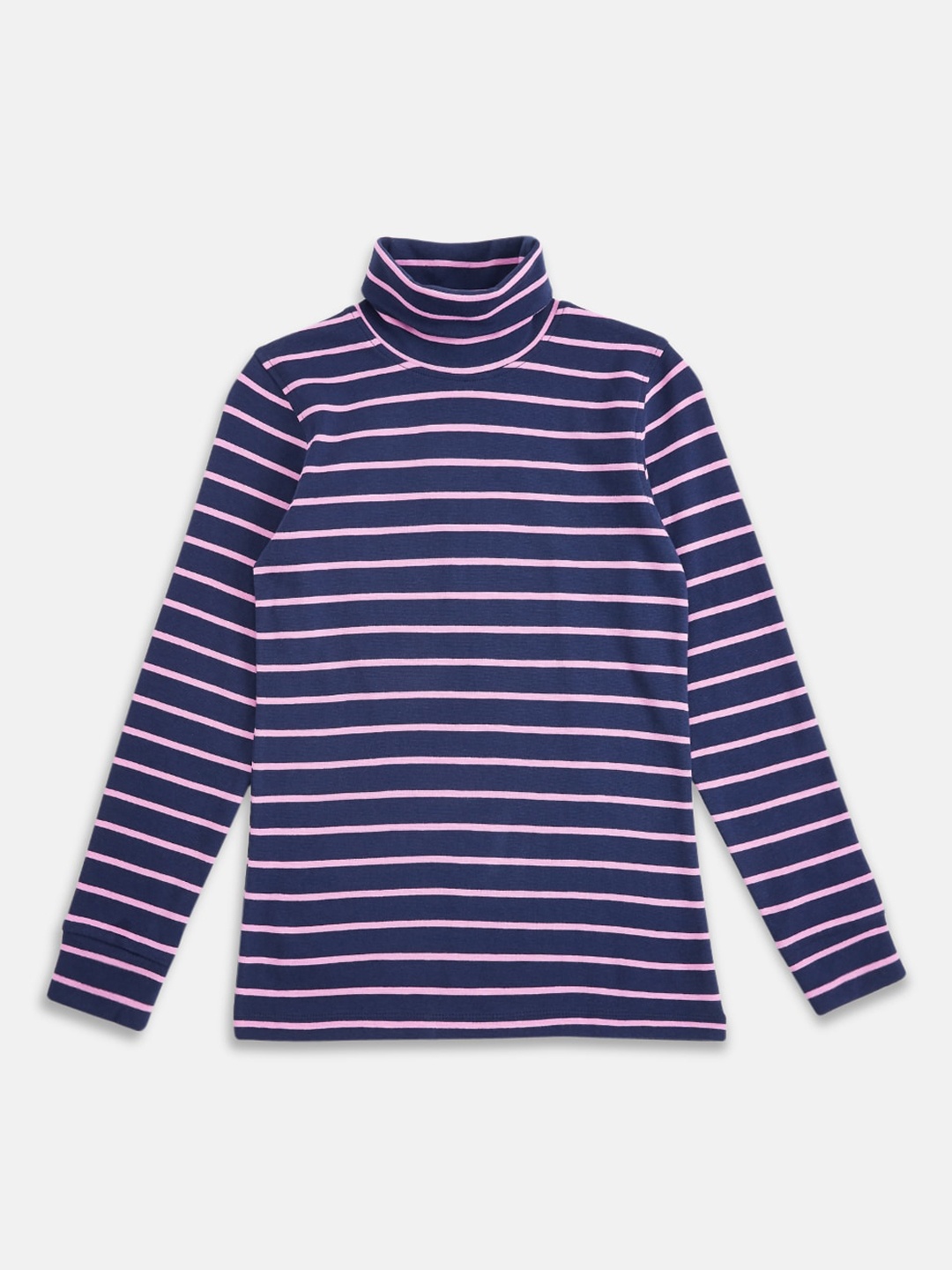 

Pantaloons Junior Girls Navy Blue Turtle Neck Striped Sweatshirt