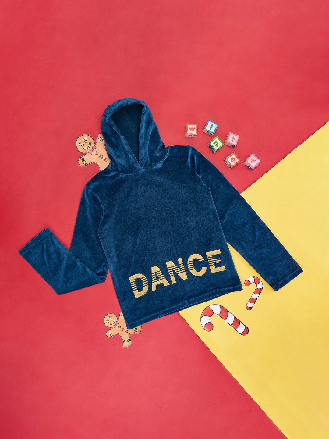 

Pantaloons Junior Girls Teal Printed Hooded Sweatshirt