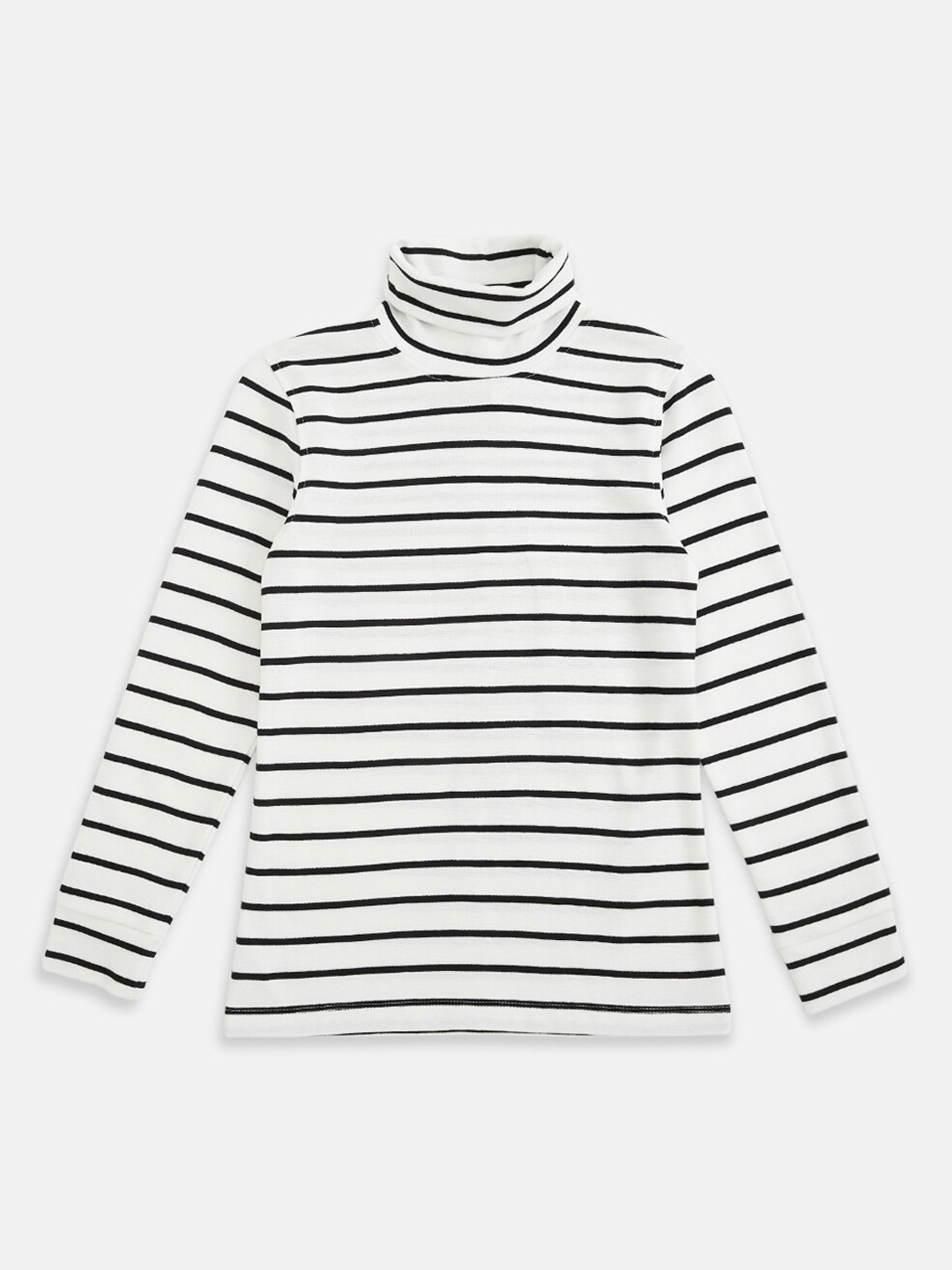 

Pantaloons Junior Girls Black Turtle Neck Striped Sweatshirt