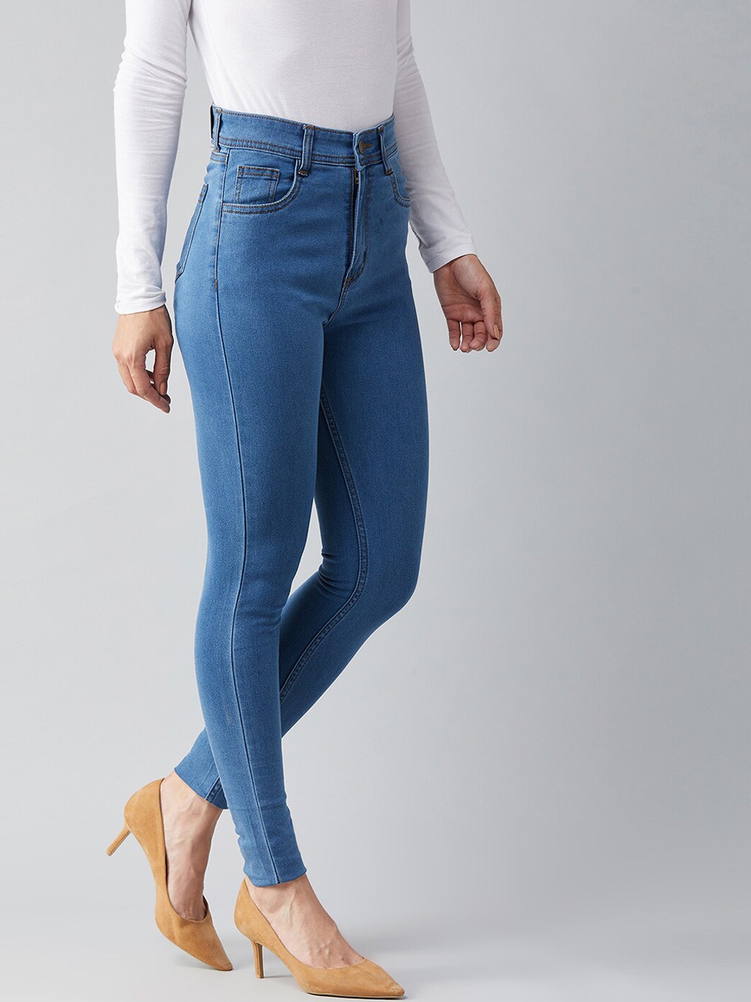 

DOLCE CRUDO Women Blue Skinny Fit Stretchable High-Rise Jeans