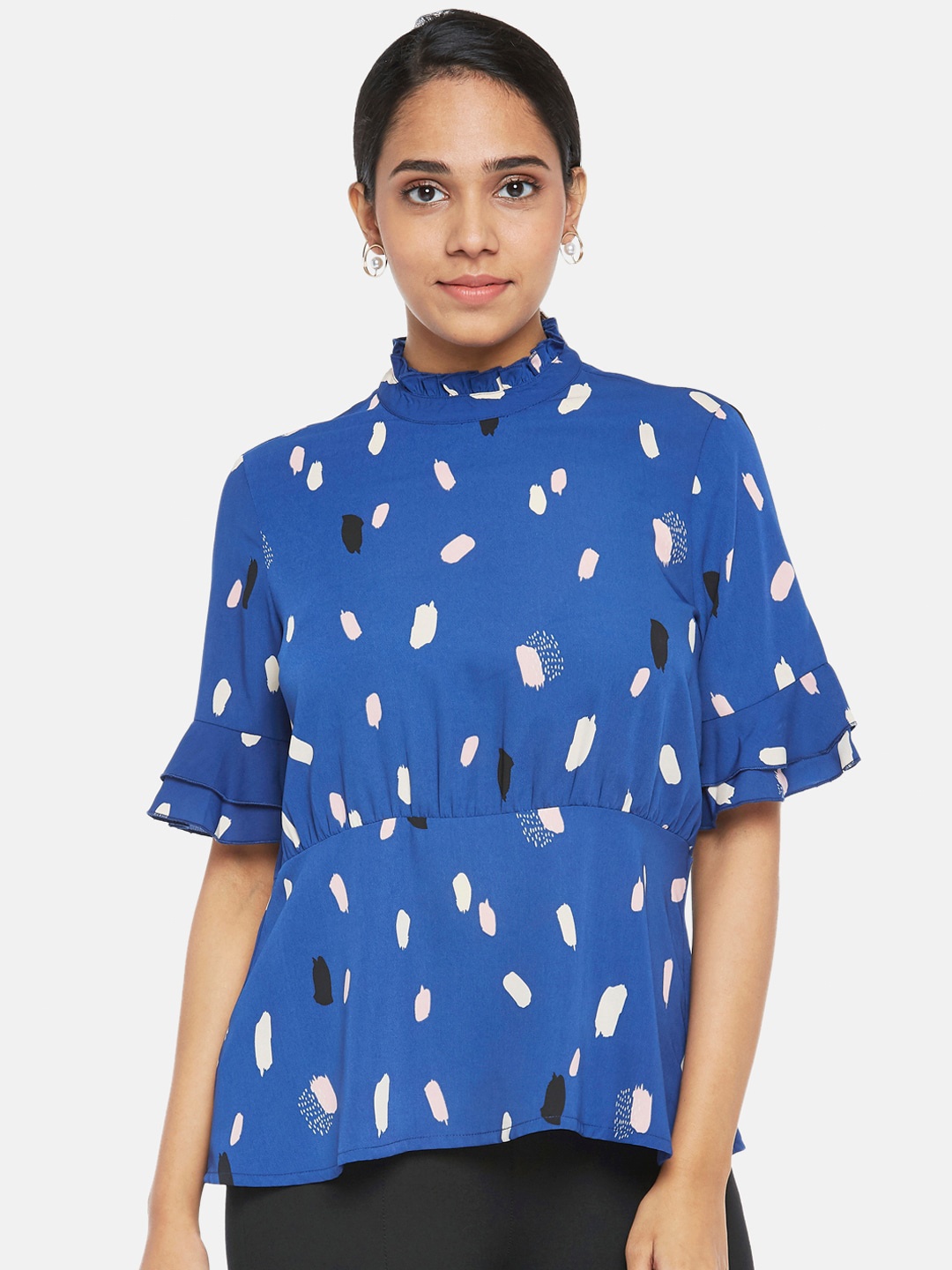

Annabelle by Pantaloons Blue Cinched Waist Top