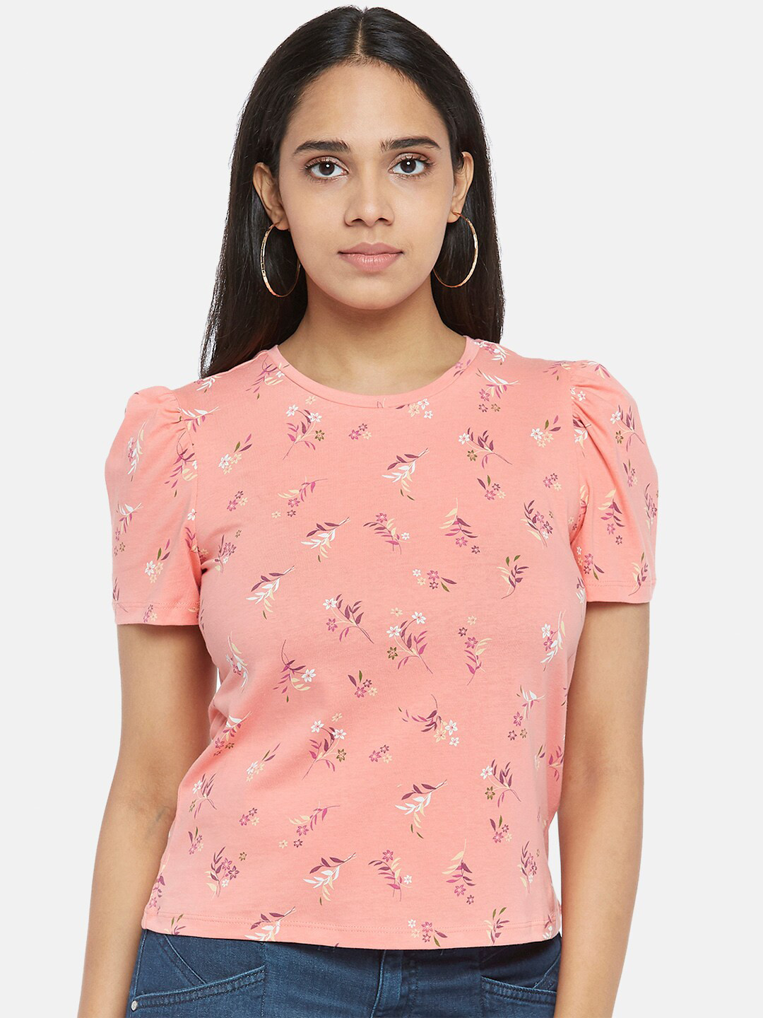 

Honey by Pantaloons Pink Floral Regular Top