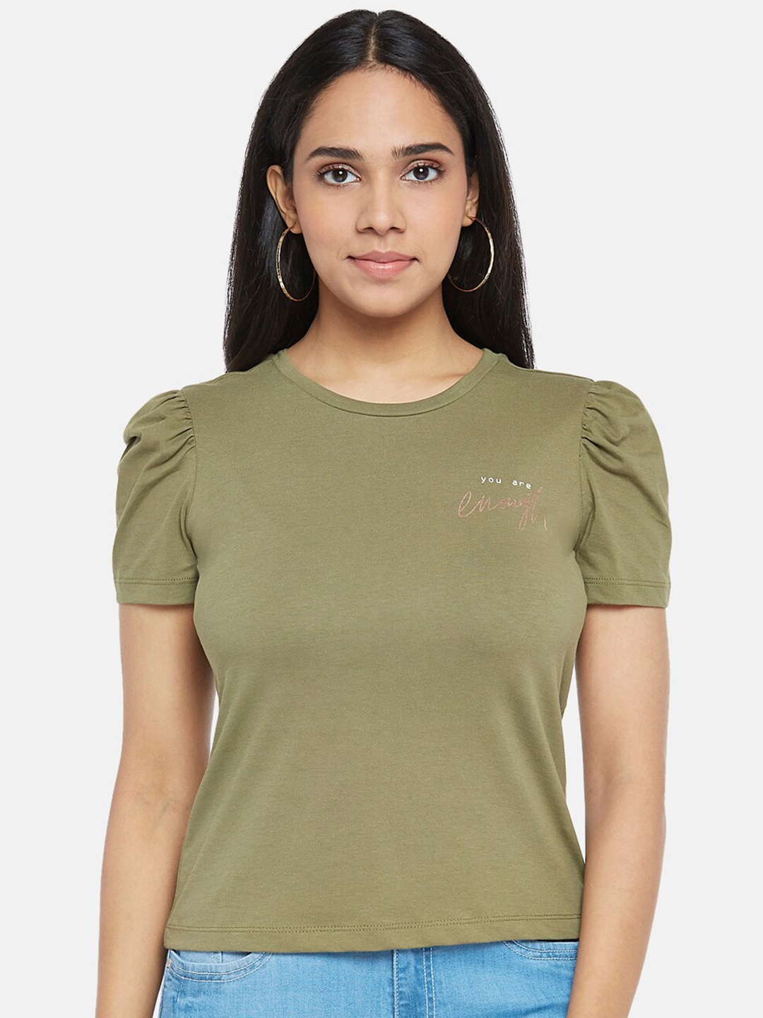 

Honey by Pantaloons Olive Green Regular Top