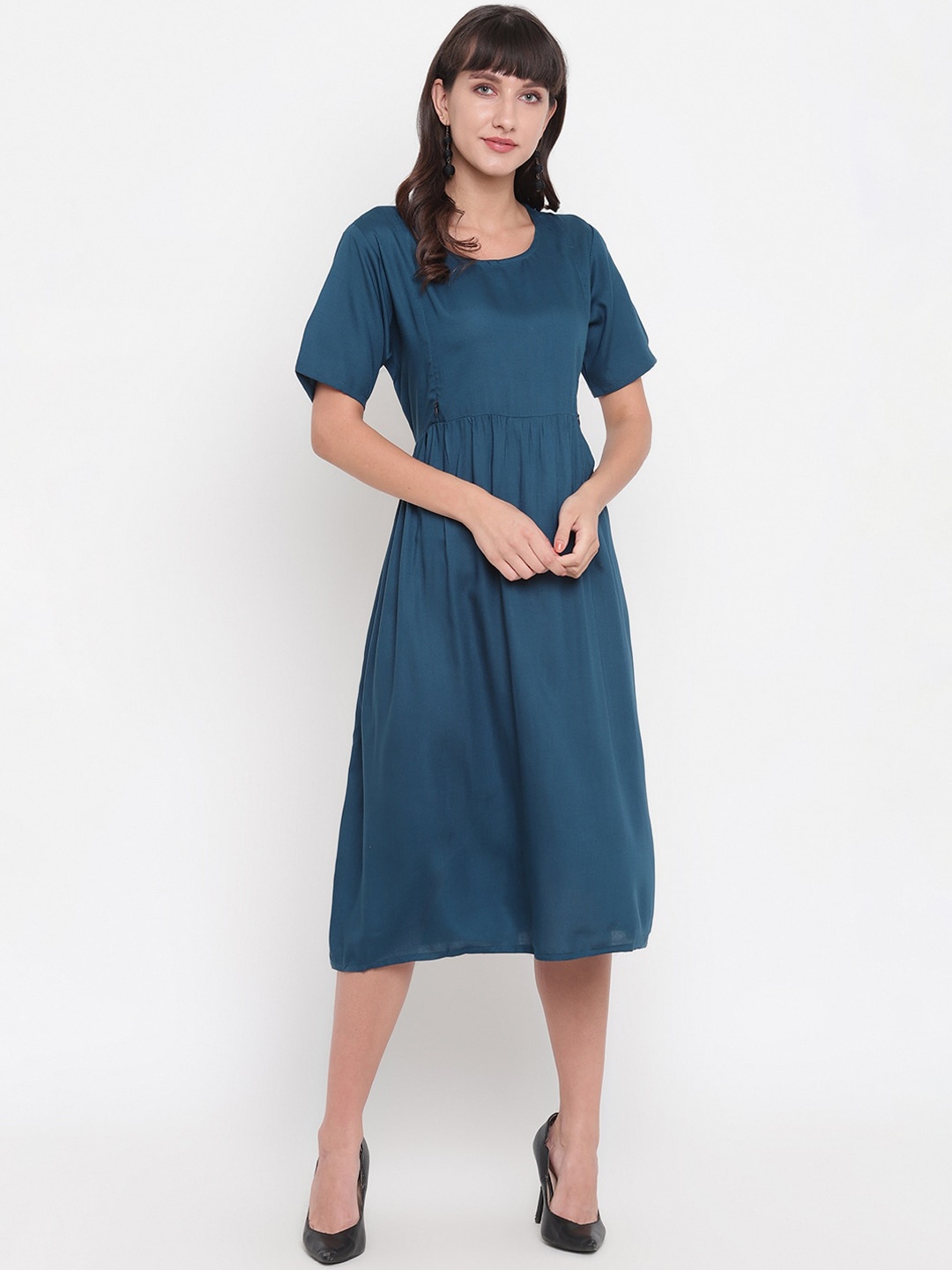 

Aawari Sea Green Fit and Flare Midi Dress