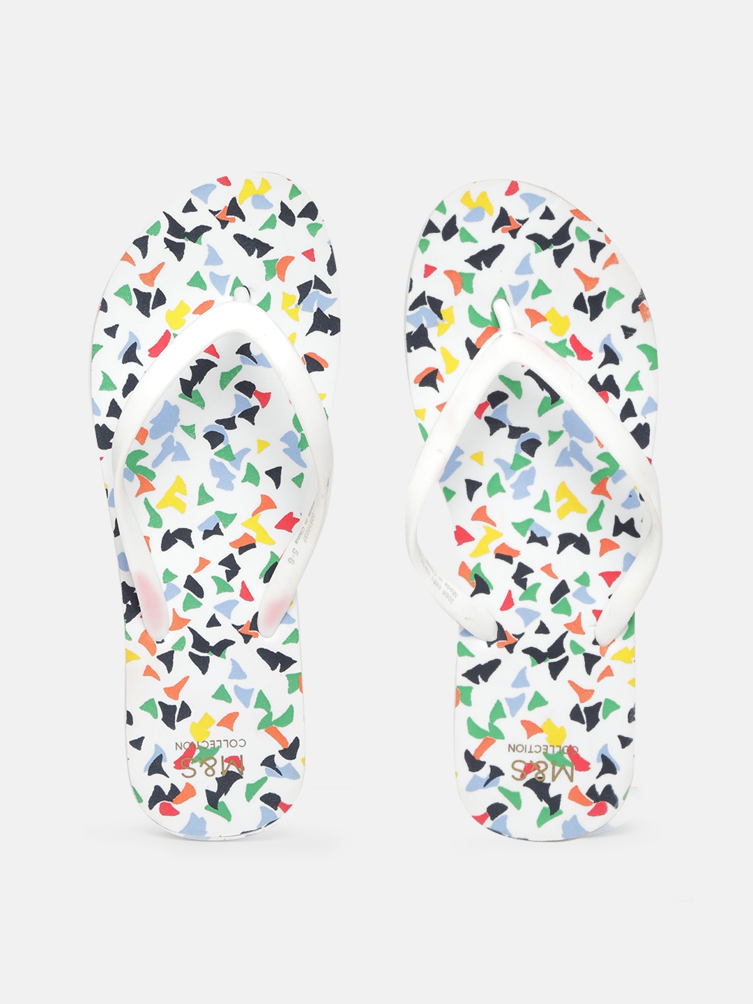 

Marks & Spencer Women White & Navy Blue Printed Thong Flip-Flops