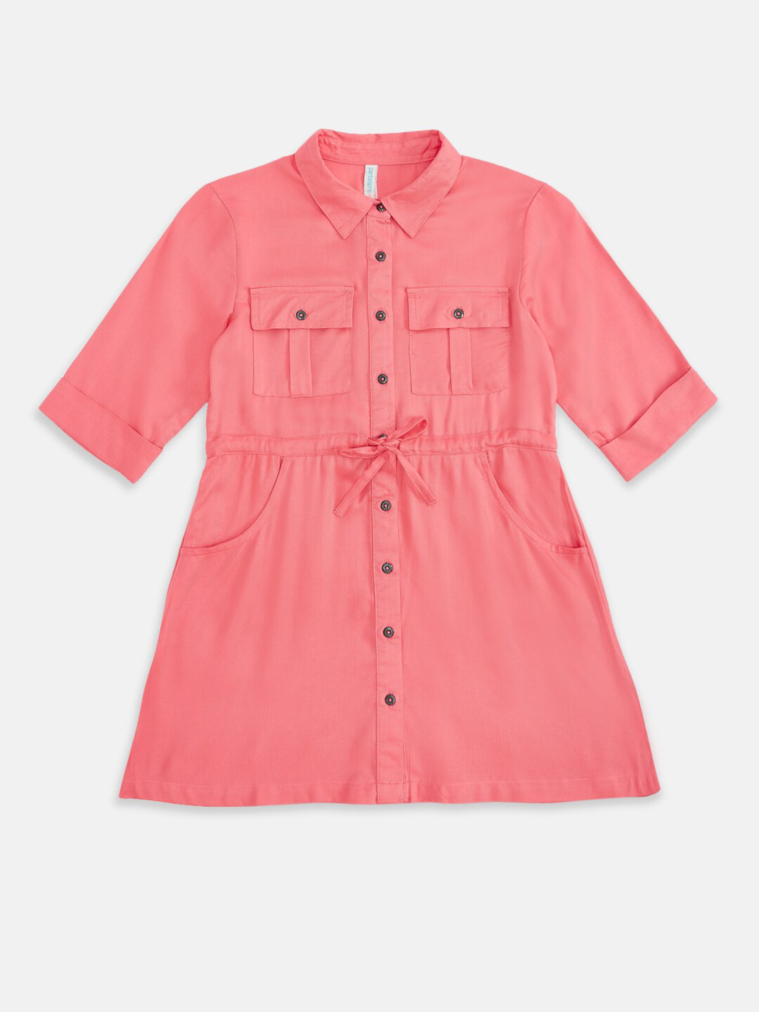

Pantaloons Junior Girls Coral Longline Shirt Style Top