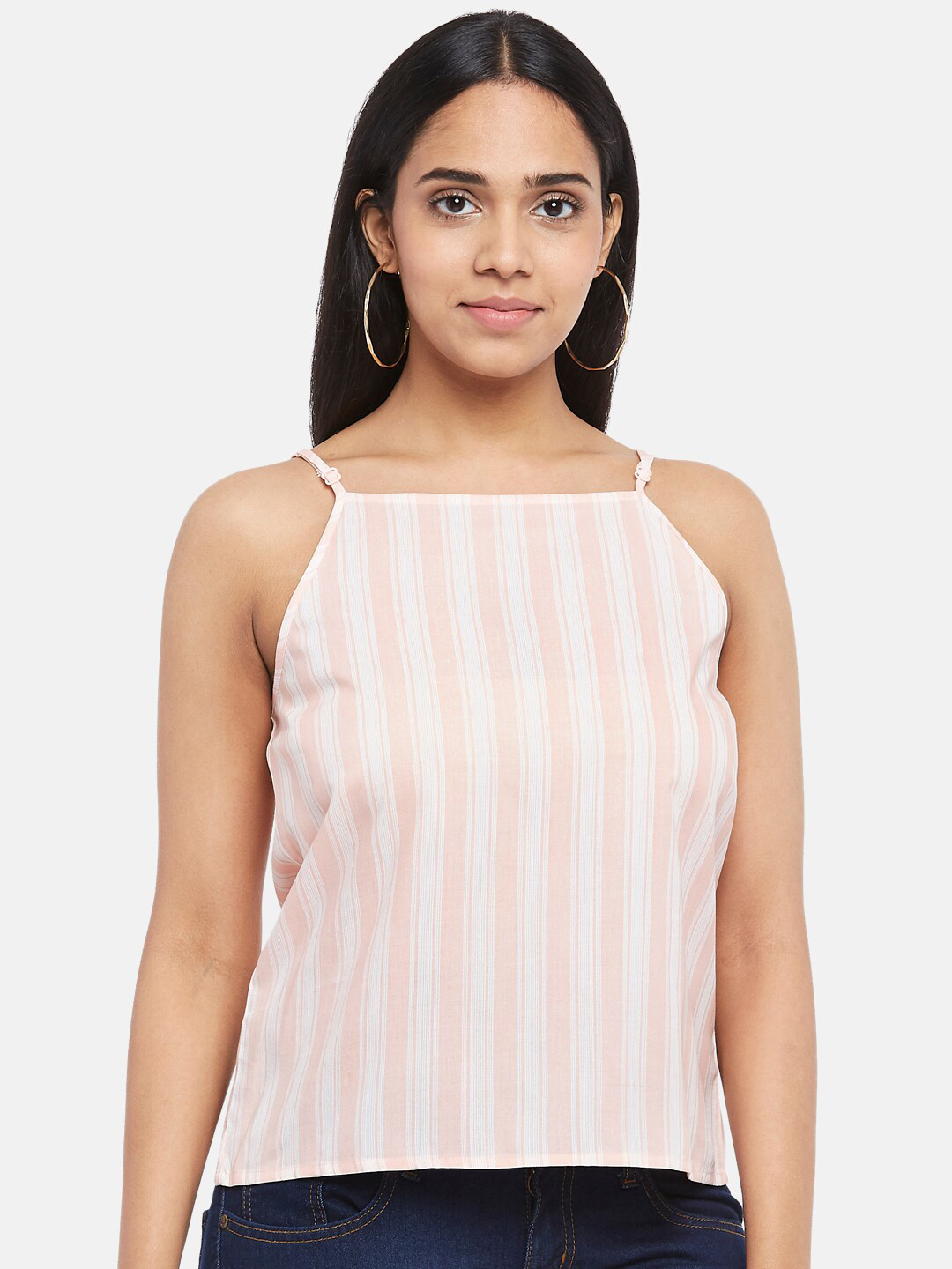 

People Pink Striped Regular Top