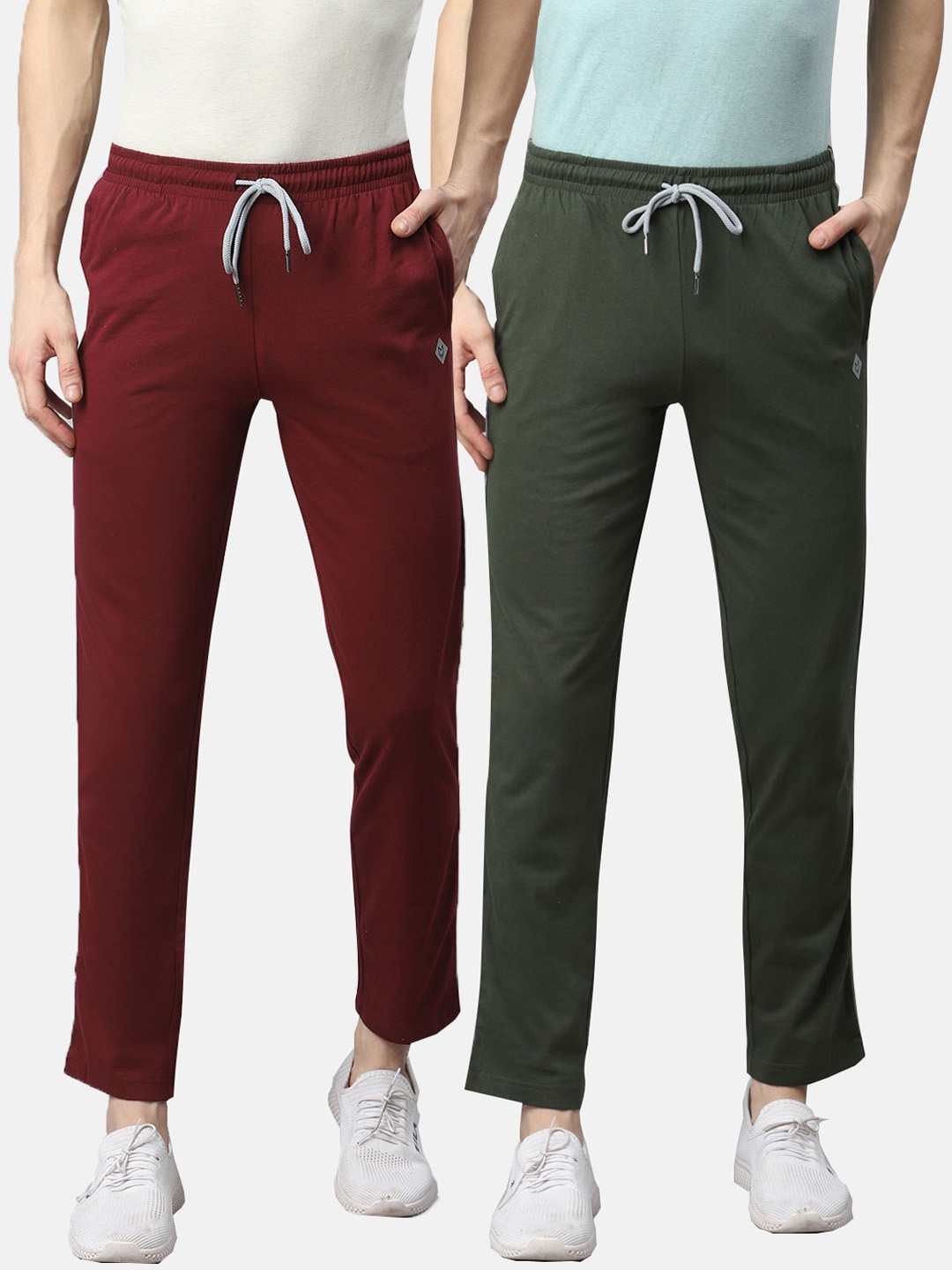 

Almo Wear Men Green & Maroon Pack of 2 Slim Fit Track Pants, Red