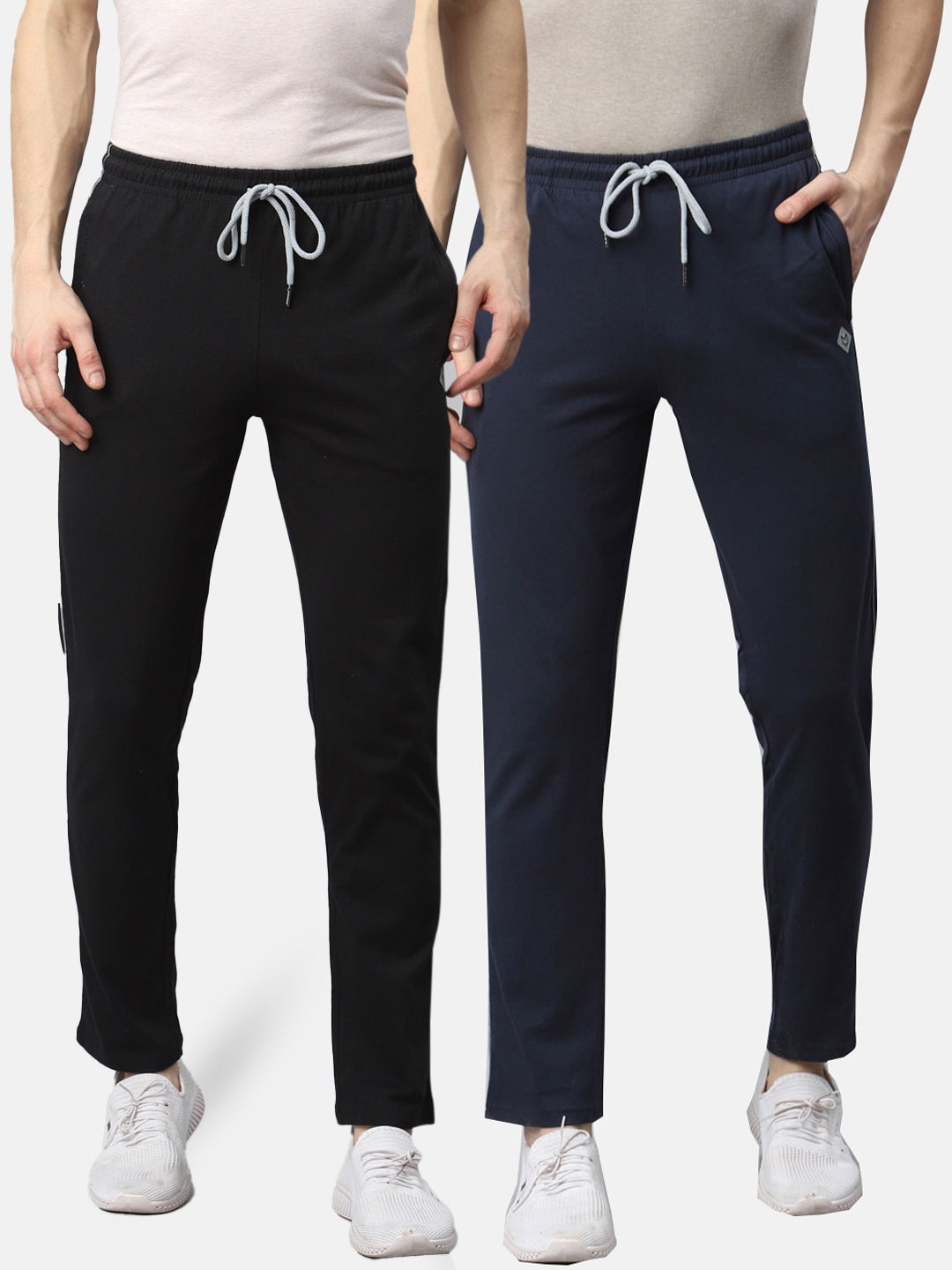 

Almo Wear Men Black & Navy Pack of 2 Slim Fit Cotton Track Pants